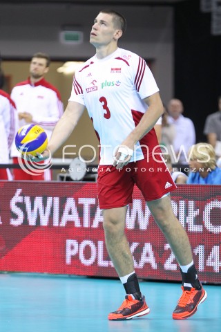  18.08.2014 KRAKOW ARENA<br />XII MEMORIAL HUBERTA JERZEGO WAGNERA<br />MECZ POLSKA - ROSJA ( MATCH POLAND - RUSSIA ) <br />N/Z DAWID KONARSKI SYLWETKA<br /> 