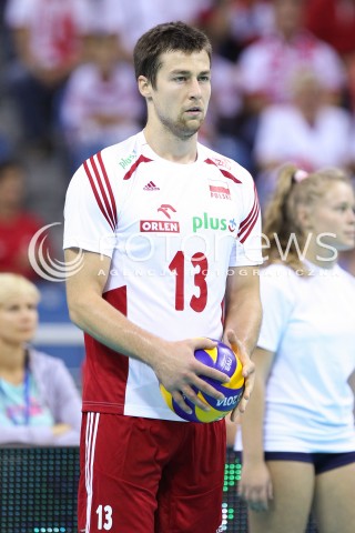  18.08.2014 KRAKOW ARENA<br />XII MEMORIAL HUBERTA JERZEGO WAGNERA<br />MECZ POLSKA - ROSJA ( MATCH POLAND - RUSSIA ) <br />N/Z MICHAL KUBIAK SYLWETKA<br /> 