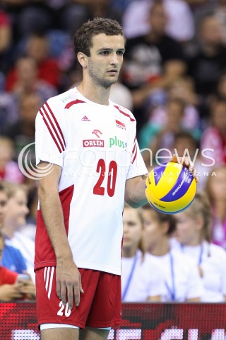  18.08.2014 KRAKOW ARENA<br />XII MEMORIAL HUBERTA JERZEGO WAGNERA<br />MECZ POLSKA - ROSJA ( MATCH POLAND - RUSSIA ) <br />N/Z MATEUSZ MIKA SYLWETKA<br /> 