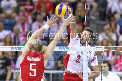  18.08.2014 KRAKOW ARENA<br />XII MEMORIAL HUBERTA JERZEGO WAGNERA<br />MECZ POLSKA - ROSJA ( MATCH POLAND - RUSSIA ) <br />N/Z MICHAL WINIARSKI SYLWETKA<br /> 