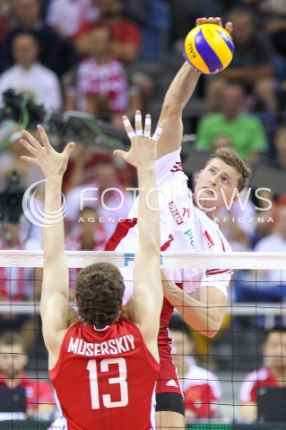  18.08.2014 KRAKOW ARENA<br />XII MEMORIAL HUBERTA JERZEGO WAGNERA<br />MECZ POLSKA - ROSJA ( MATCH POLAND - RUSSIA ) <br />N/Z PIOTR NOWAKOWSKI<br /> 