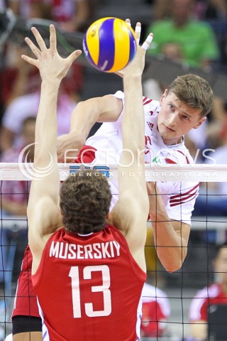  18.08.2014 KRAKOW ARENA<br />XII MEMORIAL HUBERTA JERZEGO WAGNERA<br />MECZ POLSKA - ROSJA ( MATCH POLAND - RUSSIA ) <br />N/Z PIOTR NOWAKOWSKI<br /> 