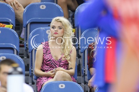  18.08.2014 KRAKOW ARENA<br />XII MEMORIAL HUBERTA JERZEGO WAGNERA<br />MECZ POLSKA - ROSJA ( MATCH POLAND - RUSSIA ) <br />N/Z MARGARET ( MALGORZATA JAMROZY ) PIOSENKARKA DOPINGUJE POLSKA REPREZENTACJE SIATKARZY PODCZAS MECZU DOPING<br /> 