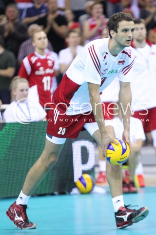  18.08.2014 KRAKOW ARENA<br />XII MEMORIAL HUBERTA JERZEGO WAGNERA<br />MECZ POLSKA - ROSJA ( MATCH POLAND - RUSSIA ) <br />N/Z MATEUSZ MIKA SYLWETKA<br /> 
