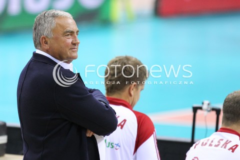  18.08.2014 KRAKOW ARENA<br />XII MEMORIAL HUBERTA JERZEGO WAGNERA<br />MECZ POLSKA - ROSJA ( MATCH POLAND - RUSSIA ) <br />N/Z MIROSLAW PRZEDPELSKI - PREZES PZPS SYLWETKA <br /> 