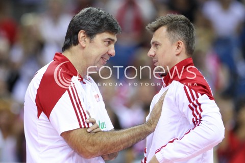  18.08.2014 KRAKOW ARENA<br />XII MEMORIAL HUBERTA JERZEGO WAGNERA<br />MECZ POLSKA - ROSJA ( MATCH POLAND - RUSSIA ) <br />N/Z PHILIPPE BLAIN - II TRENER ( ASSISTANT COACH ) KRZYSZTOF IGNACZAK <br /> 
