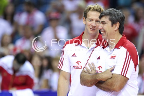  18.08.2014 KRAKOW ARENA<br />XII MEMORIAL HUBERTA JERZEGO WAGNERA<br />MECZ POLSKA - ROSJA ( MATCH POLAND - RUSSIA ) <br />N/Z STEPHANE ANTIGA - TRENER ( HEAD COACH ) PHILIPPE BLAIN - II TRENER ( ASSISTANT COACH ) <br /> 