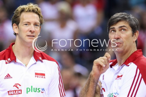  18.08.2014 KRAKOW ARENA<br />XII MEMORIAL HUBERTA JERZEGO WAGNERA<br />MECZ POLSKA - ROSJA ( MATCH POLAND - RUSSIA ) <br />N/Z STEPHANE ANTIGA - TRENER ( HEAD COACH ) PHILIPPE BLAIN - II TRENER ( ASSISTANT COACH ) <br /> 