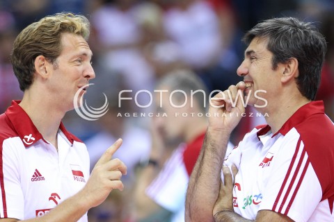  18.08.2014 KRAKOW ARENA<br />XII MEMORIAL HUBERTA JERZEGO WAGNERA<br />MECZ POLSKA - ROSJA ( MATCH POLAND - RUSSIA ) <br />N/Z STEPHANE ANTIGA - TRENER ( HEAD COACH ) PHILIPPE BLAIN - II TRENER ( ASSISTANT COACH ) <br /> 