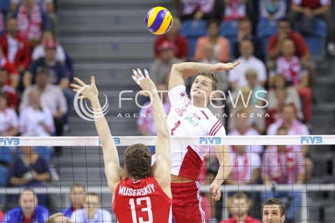  18.08.2014 KRAKOW ARENA<br />XII MEMORIAL HUBERTA JERZEGO WAGNERA<br />MECZ POLSKA - ROSJA ( MATCH POLAND - RUSSIA ) <br />N/Z PIOTR NOWAKOWSKI <br /> 