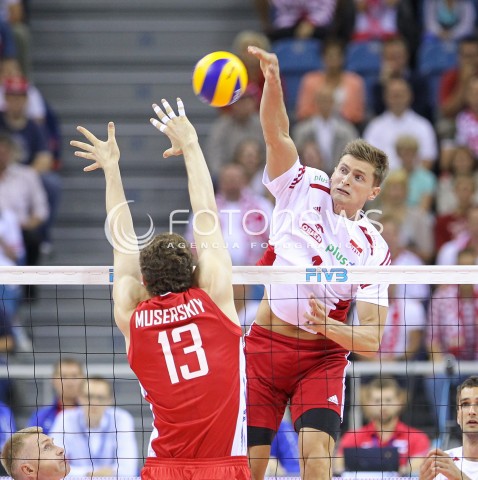  18.08.2014 KRAKOW ARENA<br />XII MEMORIAL HUBERTA JERZEGO WAGNERA<br />MECZ POLSKA - ROSJA ( MATCH POLAND - RUSSIA ) <br />N/Z PIOTR NOWAKOWSKI <br /> 