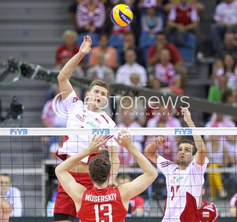  18.08.2014 KRAKOW ARENA<br />XII MEMORIAL HUBERTA JERZEGO WAGNERA<br />MECZ POLSKA - ROSJA ( MATCH POLAND - RUSSIA ) <br />N/Z PIOTR NOWAKOWSKI MATEUSZ MIKA <br /> 