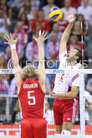  18.08.2014 KRAKOW ARENA<br />XII MEMORIAL HUBERTA JERZEGO WAGNERA<br />MECZ POLSKA - ROSJA ( MATCH POLAND - RUSSIA ) <br />N/Z MICHAL WINIARSKI <br /> 