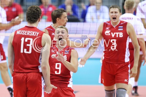  18.08.2014 KRAKOW ARENA<br />XII MEMORIAL HUBERTA JERZEGO WAGNERA<br />MECZ POLSKA - ROSJA ( MATCH POLAND - RUSSIA ) <br />N/Z ALEXEY SPIRIDONOV NIKOLAY APALIKOV RADOSC EMOCJE <br /> 