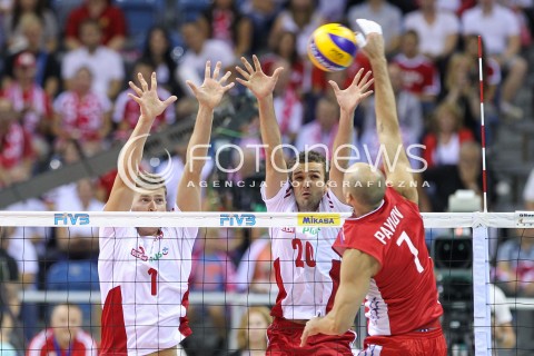  18.08.2014 KRAKOW ARENA<br />XII MEMORIAL HUBERTA JERZEGO WAGNERA<br />MECZ POLSKA - ROSJA ( MATCH POLAND - RUSSIA ) <br />N/Z MATEUSZ MIKA KAROL KLOS <br /> 