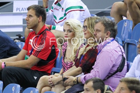  18.08.2014 KRAKOW ARENA<br />XII MEMORIAL HUBERTA JERZEGO WAGNERA<br />MECZ POLSKA - ROSJA ( MATCH POLAND - RUSSIA ) <br />N/Z MARGARET NA TRYBUNACH MALGORZATA JAMROZY<br /> 