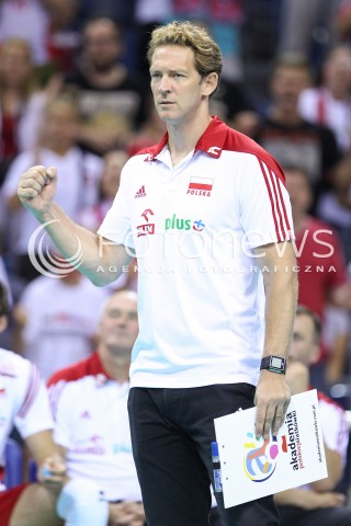  18.08.2014 KRAKOW ARENA<br />XII MEMORIAL HUBERTA JERZEGO WAGNERA<br />MECZ POLSKA - ROSJA ( MATCH POLAND - RUSSIA ) <br />N/Z STEPHANE ANTIGA - TRENER ( HEAD COACH ) RADOSC EMOCJE SYLWETKA <br /> 