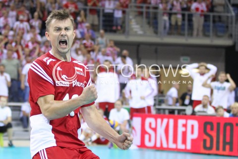  18.08.2014 KRAKOW ARENA<br />XII MEMORIAL HUBERTA JERZEGO WAGNERA<br />MECZ POLSKA - ROSJA ( MATCH POLAND - RUSSIA ) <br />N/Z KRZYSZTOF IGNACZAK RADOSC EMOCJE SYLWETKA <br /> 