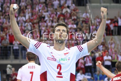  18.08.2014 KRAKOW ARENA<br />XII MEMORIAL HUBERTA JERZEGO WAGNERA<br />MECZ POLSKA - ROSJA ( MATCH POLAND - RUSSIA ) <br />N/Z MICHAL WINIARSKI RADOSC EMOCJE SYLWETKA <br /> 