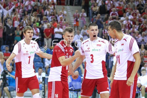  18.08.2014 KRAKOW ARENA<br />XII MEMORIAL HUBERTA JERZEGO WAGNERA<br />MECZ POLSKA - ROSJA ( MATCH POLAND - RUSSIA ) <br />N/Z KRZYSZTOF IGNACZAK KAROL KLOS DAWID KONARSKI FABIAN DRZYZGA RADOSC EMOCJE <br /> 