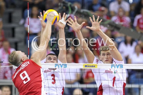  18.08.2014 KRAKOW ARENA<br />XII MEMORIAL HUBERTA JERZEGO WAGNERA<br />MECZ POLSKA - ROSJA ( MATCH POLAND - RUSSIA ) <br />N/Z DAWID KONARSKI PIOTR NOWAKOWSKI <br /> 