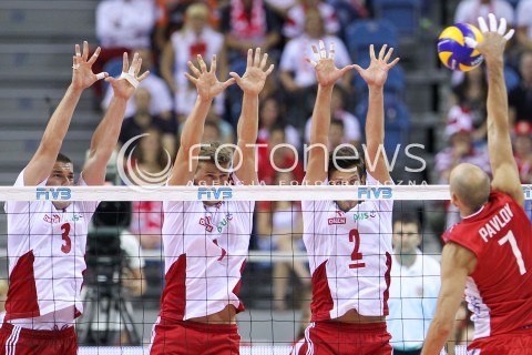  18.08.2014 KRAKOW ARENA<br />XII MEMORIAL HUBERTA JERZEGO WAGNERA<br />MECZ POLSKA - ROSJA ( MATCH POLAND - RUSSIA ) <br />N/Z DAWID KONARSKI PIOTR NOWAKOWSKI MICHAL WINIARSKI <br /> 