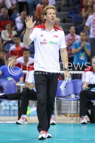  18.08.2014 KRAKOW ARENA<br />XII MEMORIAL HUBERTA JERZEGO WAGNERA<br />MECZ POLSKA - ROSJA ( MATCH POLAND - RUSSIA ) <br />N/Z STEPHANE ANTIGA - TRENER ( HEAD COACH ) SYLWETKA <br /> 