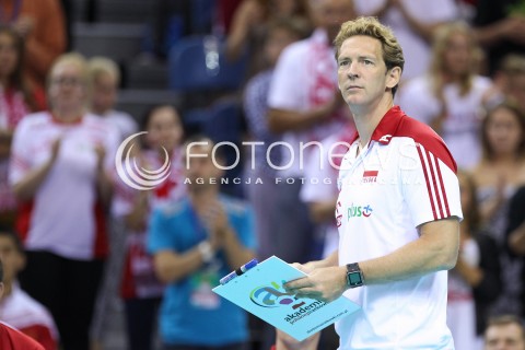  18.08.2014 KRAKOW ARENA<br />XII MEMORIAL HUBERTA JERZEGO WAGNERA<br />MECZ POLSKA - ROSJA ( MATCH POLAND - RUSSIA ) <br />N/Z STEPHANE ANTIGA - TRENER ( HEAD COACH ) SYLWETKA <br /> 