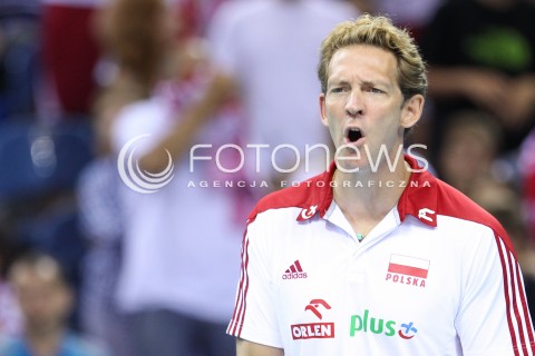 18.08.2014 KRAKOW ARENA<br />XII MEMORIAL HUBERTA JERZEGO WAGNERA<br />MECZ POLSKA - ROSJA ( MATCH POLAND - RUSSIA ) <br />N/Z STEPHANE ANTIGA - TRENER ( HEAD COACH ) SYLWETKA <br /> 