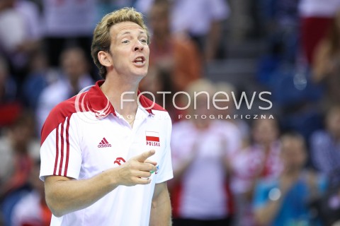  18.08.2014 KRAKOW ARENA<br />XII MEMORIAL HUBERTA JERZEGO WAGNERA<br />MECZ POLSKA - ROSJA ( MATCH POLAND - RUSSIA ) <br />N/Z STEPHANE ANTIGA - TRENER ( HEAD COACH ) SYLWETKA <br /> 