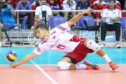  18.08.2014 KRAKOW ARENA<br />XII MEMORIAL HUBERTA JERZEGO WAGNERA<br />MECZ POLSKA - ROSJA ( MATCH POLAND - RUSSIA ) <br />N/Z FABIAN DRZYZGA SYLWETKA <br /> 