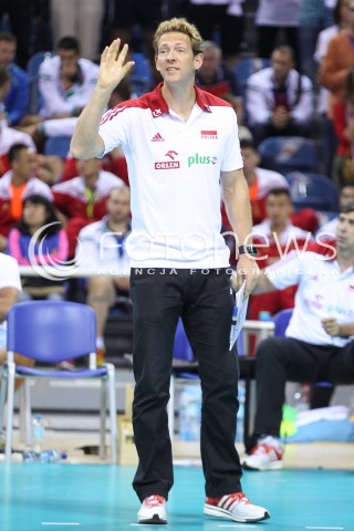  18.08.2014 KRAKOW ARENA<br />XII MEMORIAL HUBERTA JERZEGO WAGNERA<br />MECZ POLSKA - ROSJA ( MATCH POLAND - RUSSIA ) <br />N/Z STEPHANE ANTIGA - TRENER ( HEAD COACH ) SYLWETKA <br /> 