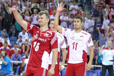  18.08.2014 KRAKOW ARENA<br />XII MEMORIAL HUBERTA JERZEGO WAGNERA<br />MECZ POLSKA - ROSJA ( MATCH POLAND - RUSSIA ) <br />N/Z KRZYSZTOF IGNACZAK FABIAN DRZYZGA <br /> 