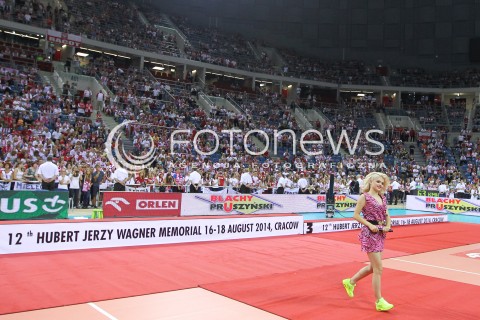  18.08.2014 KRAKOW ARENA<br />XII MEMORIAL HUBERTA JERZEGO WAGNERA<br />MECZ POLSKA - ROSJA ( MATCH POLAND - RUSSIA ) <br />N/Z MARGARET ( MALGORZATA JAMROZY ) - PIOSENKARKA HALA KRAKOW ARENA WIDOK VIEW <br /> 
