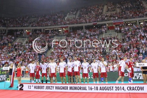  18.08.2014 KRAKOW ARENA<br />XII MEMORIAL HUBERTA JERZEGO WAGNERA<br />MECZ POLSKA - ROSJA ( MATCH POLAND - RUSSIA ) <br />N/Z REPREZENTACJA POLSKI - II MIEJSCE<br /> 