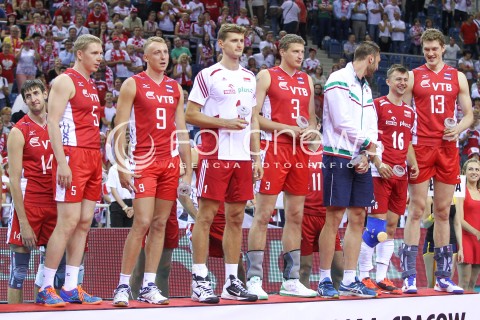  18.08.2014 KRAKOW ARENA<br />XII MEMORIAL HUBERTA JERZEGO WAGNERA<br />MECZ POLSKA - ROSJA ( MATCH POLAND - RUSSIA ) <br />N/Z ZAWODNICY Z NAGRODAMI INDYWIDUALNYMI SERGEY GRANKIN ALEXEY SPIRIDONOV PIOTR NOWAKOWSKI NIKOLAY APALIKOV KRZYSZTOF IGNACZAK DMITRIY MUSERSKIY <br /> 