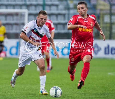  22.08.2014 LODZ PILKA NOZNA POLSKA PIERWSZA LIGA SEZON 2014/2015 FOOTBALL POLISH  WIDZEW LODZ - GKS TYCHY N/Z PIOTR MROZINSKI MARCIN WODECKI  