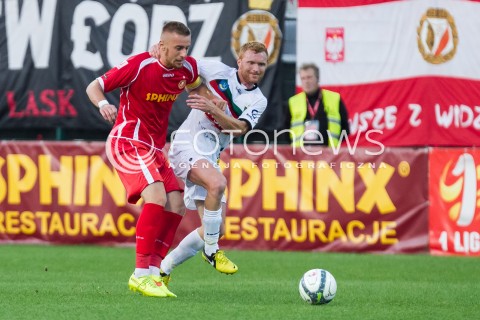  22.08.2014 LODZ PILKA NOZNA POLSKA PIERWSZA LIGA SEZON 2014/2015 FOOTBALL POLISH  WIDZEW LODZ - GKS TYCHY N/Z MARCIN RADZEWICZ RAFAL AUGUSTYNIAK  