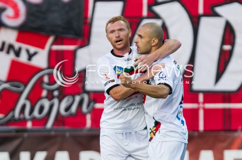  22.08.2014 LODZ PILKA NOZNA POLSKA PIERWSZA LIGA SEZON 2014/2015 FOOTBALL POLISH  WIDZEW LODZ - GKS TYCHY N/Z MARCIN RADZEWICZ MACIEJ KOWALCZYK GOL RADOSC  