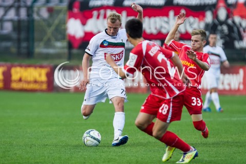  22.08.2014 LODZ PILKA NOZNA POLSKA PIERWSZA LIGA SEZON 2014/2015 FOOTBALL POLISH  WIDZEW LODZ - GKS TYCHY N/Z BARTLOMIEJ KASPRZAK MATEUSZ BUKOWIEC  