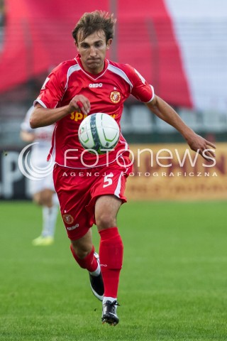  22.08.2014 LODZ PILKA NOZNA POLSKA PIERWSZA LIGA SEZON 2014/2015 FOOTBALL POLISH  WIDZEW LODZ - GKS TYCHY N/Z SYLWETKA PYDVIRNYI VOLODYMYR  