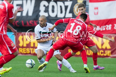  22.08.2014 LODZ PILKA NOZNA POLSKA PIERWSZA LIGA SEZON 2014/2015 FOOTBALL POLISH  WIDZEW LODZ - GKS TYCHY N/Z MACIEJ KOWALCZYK  