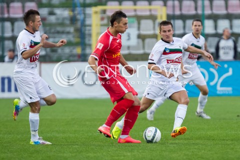  22.08.2014 LODZ PILKA NOZNA POLSKA PIERWSZA LIGA SEZON 2014/2015 FOOTBALL POLISH  WIDZEW LODZ - GKS TYCHY N/Z PIOTR MROZINSKI MARIUSZ ZGANIACZ  