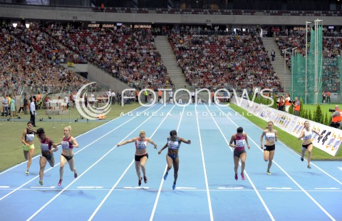  23.08.2014 WARSZAWA STADION NARODOWY <br />5 MEMORIAL KAMILI SKOLIMOWSKIEJ <br />N/Z BIEG NA 100 M KOBIET - CARINA HORN , TIFFANY TOWNSEND , VERENA SAILER<br /> 