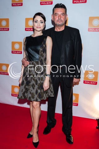  28.08.2014 WARSZAWA <br />JESIENNA RAMOWKA POLSATU - WIECZOR Z GWIAZDAMI W RESTAURACJI ENDORFINA <br />N/Z ARTUR DZIURMAN ZONA PARTNERKA<br /> 