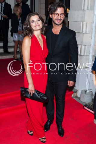  28.08.2014 WARSZAWA <br />JESIENNA RAMOWKA POLSATU - WIECZOR Z GWIAZDAMI W RESTAURACJI ENDORFINA <br />N/Z AGNIESZKA SIENKIEWICZ STAFANO TARAZZINO<br /> 