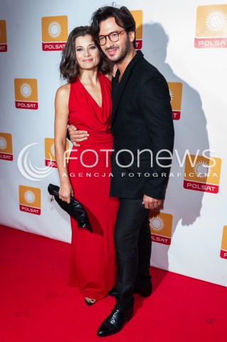  28.08.2014 WARSZAWA <br />JESIENNA RAMOWKA POLSATU - WIECZOR Z GWIAZDAMI W RESTAURACJI ENDORFINA <br />N/Z AGNIESZKA SIENKIEWICZ STAFANO TARAZZINO<br /> 