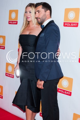  28.08.2014 WARSZAWA <br />JESIENNA RAMOWKA POLSATU - WIECZOR Z GWIAZDAMI W RESTAURACJI ENDORFINA <br />N/Z MARCELINA ZAWADZKA RAFAL MASLAK<br /> 