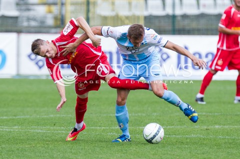  31.08.2014 LODZ PILKA NOZNA POLSKA PIERWSZA LIGA SEZON 2014/2015 FOOTBALL POLISH  WIDZEW LODZ - STOMIL OLSZTYN N/Z LUKASZ JAGLINSKI BARTLOMIEJ KASPRZAK  