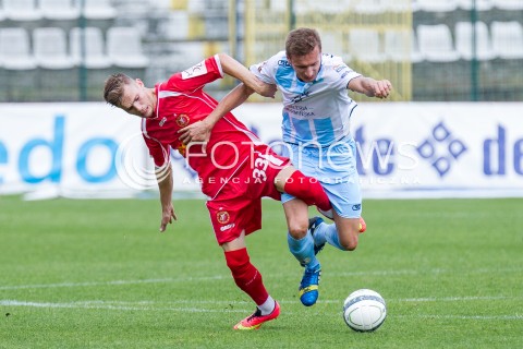  31.08.2014 LODZ PILKA NOZNA POLSKA PIERWSZA LIGA SEZON 2014/2015 FOOTBALL POLISH  WIDZEW LODZ - STOMIL OLSZTYN N/Z LUKASZ JAGLINSKI BARTLOMIEJ KASPRZAK  
